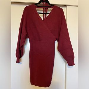 Surplice sweater dress